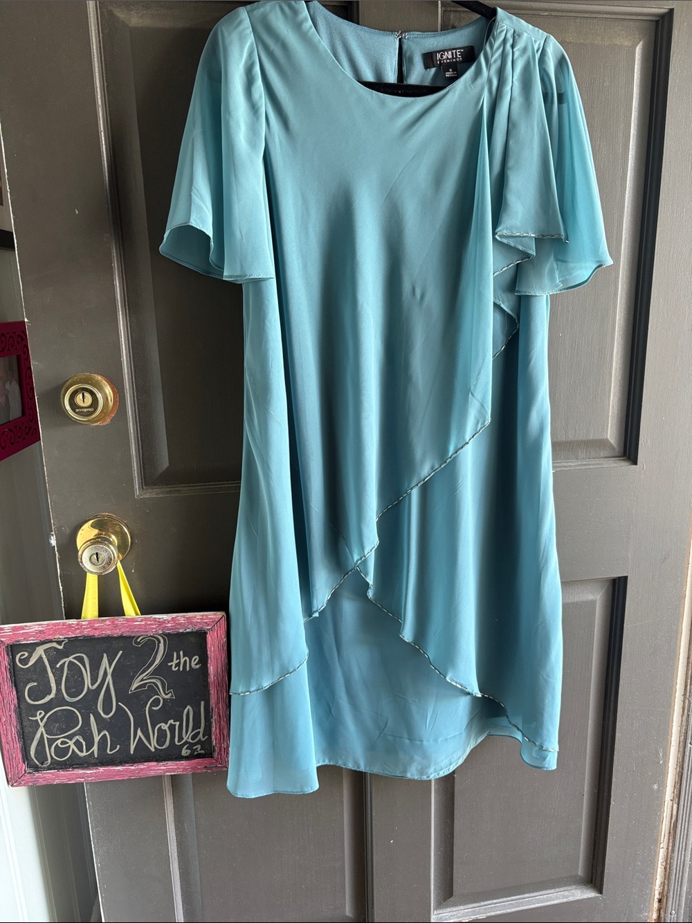 Ignite Teal Asymmetric Ruffle Midi Dress